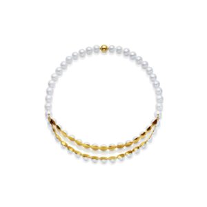 Collier de demi-perles couvertes d’or trés chic et trés elegant à porter le jour comme le soir de chez Mélanie Georgacopoulos pour Tasaki.
