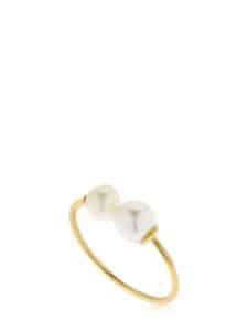 La perle s'invite sur nos bijoux ; Bague en or avec perles, de chez Lil.