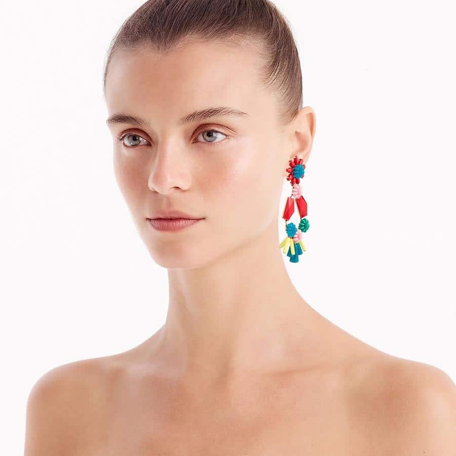 Boucles d’oreilles XXL, tendance extravertis en rouge corail, paillettes et pompons infinis