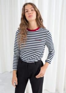 Tee-shirt en coton organique à rayures et broderie «Amour magique», & Other Stories