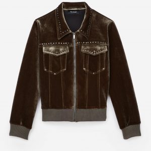 Une veste style bouloson cours arné de strass en velours de chez The Kooples