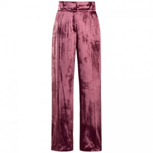 Un pantalon Zalando en velours vieux rose coupe taille haute