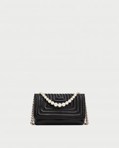 Sac à chaîne avec anse en perle de couleur noir Zara
